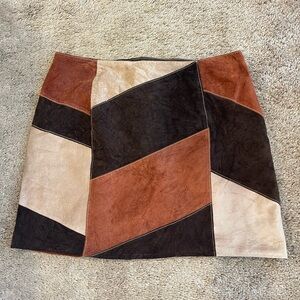 Apostrophe Leather & Suede Vintage Y2k Patchwork Skirt
